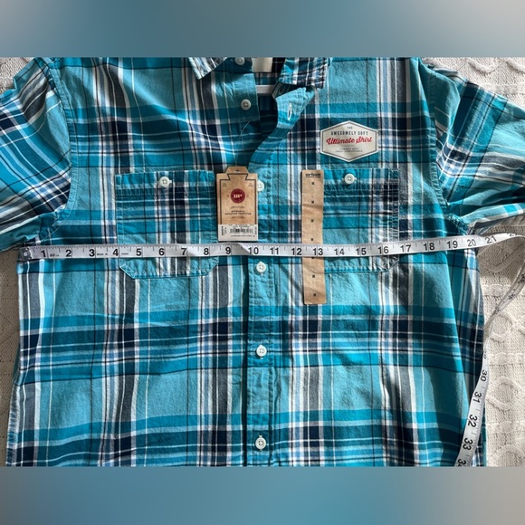 NWT Men's Urban Pipeline Turquoise Plaid Shirt Size Medium - Picture 7 of 13